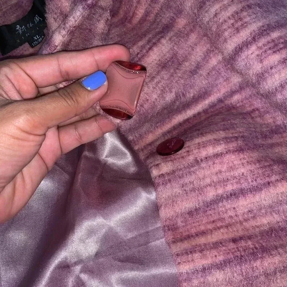 Womens XINVIGE Tweed Drapey BLAZER Jacket Pink SIZE XL PETITE, CASUAL STYLE. - Picture 10 of 13